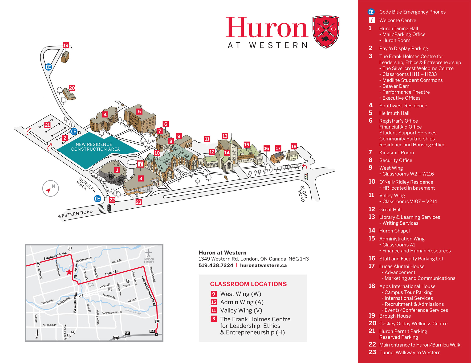 Map of Huron Campus